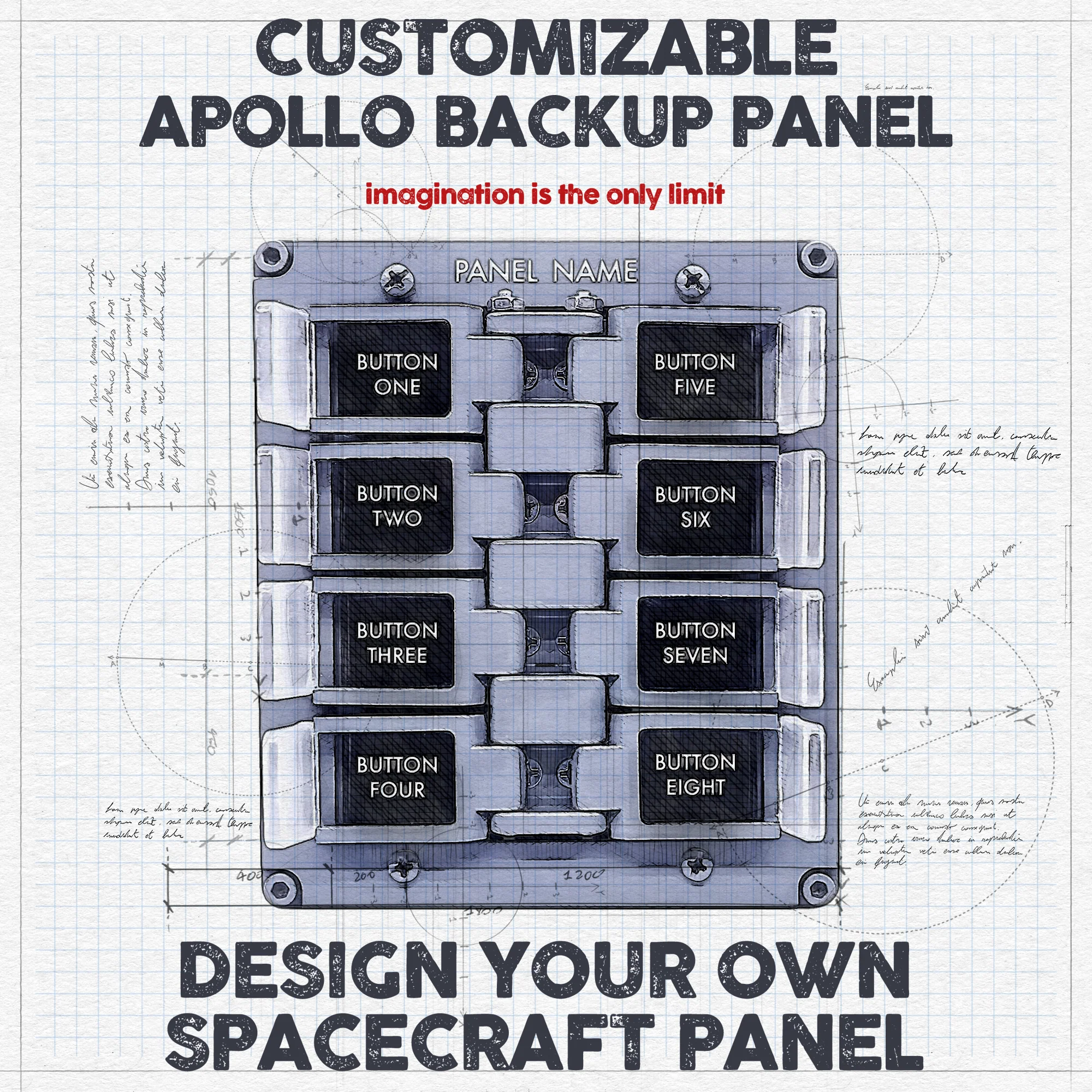 CUSTOMIZABLE APOLLO COMMAND MODULE BACKUP SWITCHES PANEL